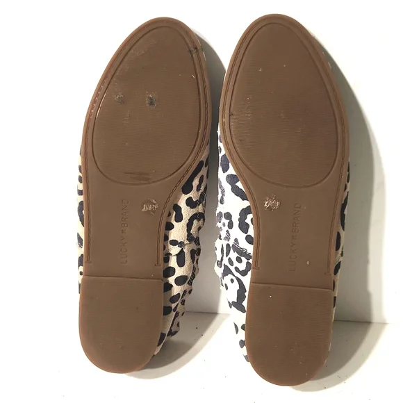 Lucky Brand Clooey Scalloped Suede Leopard Print Flat Loafers Size 8.5M - Picture 10 of 13